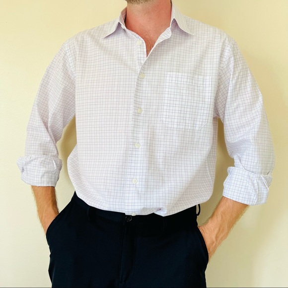 John W. Nordstrom classic plaid button down long sleeve shirt 100% cotton - Picture 3 of 9